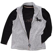 Embroidered Light Grey Heather Tweed Fleece Sweater Vest